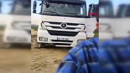 Boş araziye kaçak hafriyat döktü. Bir de tehdit etti