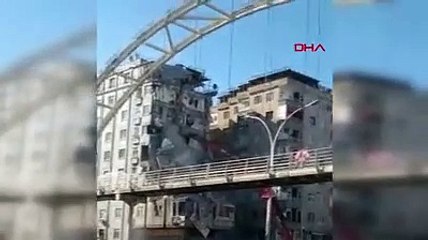 Yıkımı yapılan 9 katlı bina çöktü. O anlar kamerada