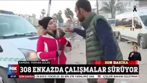 Depremzede canlı yayında tepki gösterdi. FOX muhabiri gazeteci gibi davrandı. Yandaşlara örnek olsun