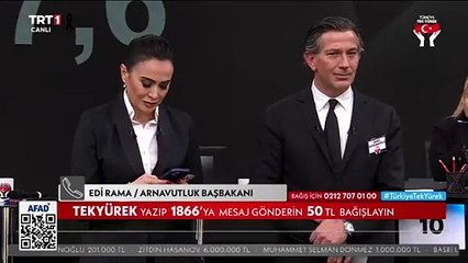 Arnavutluk Başbakanı Edi Rama telefonla canlı yayına bağlandı. İşte bağış miktarı...