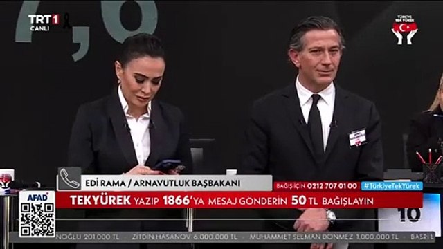 Arnavutluk Başbakanı Edi Rama telefonla canlı yayına bağlandı. İşte bağış miktarı...