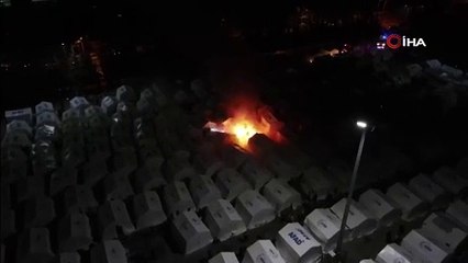 Osmaniye'de çadır kentte yangın