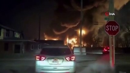 ABD’de raydan çıkan tren alev aldı