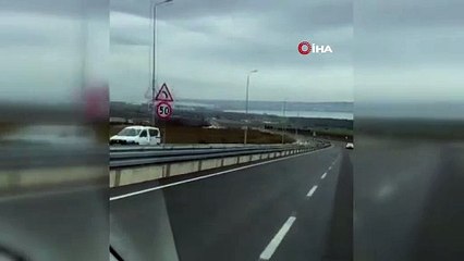 TEM otoyolunda tersten giden araç sürücüsü yürekleri ağza getirdi