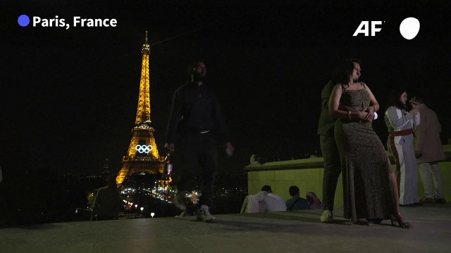 Olympic rings light up on Eiffel Tower ahead of Games