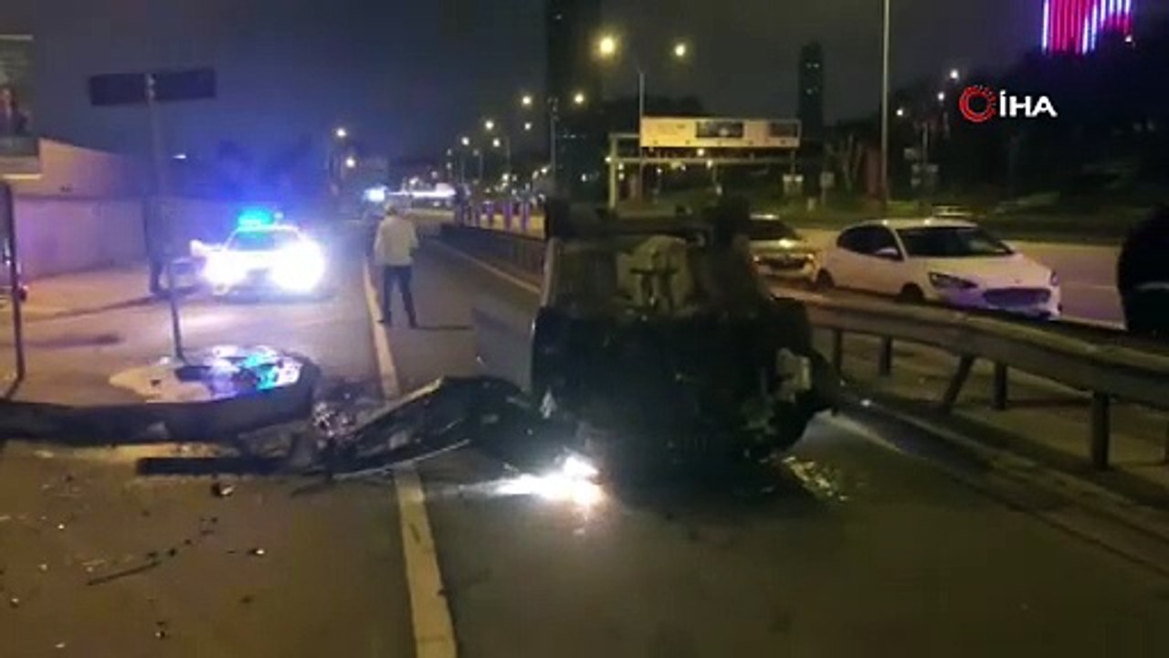 Direksiyon hakimiyetini kaybeden sürücünün otomobili takla attı