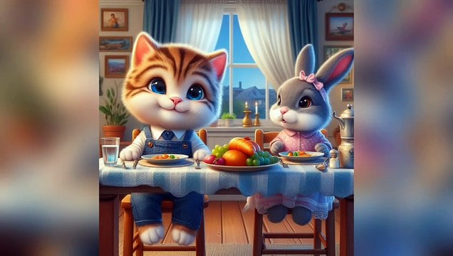 Cat Animation Video Cute Kitten and Baby Rabbit
