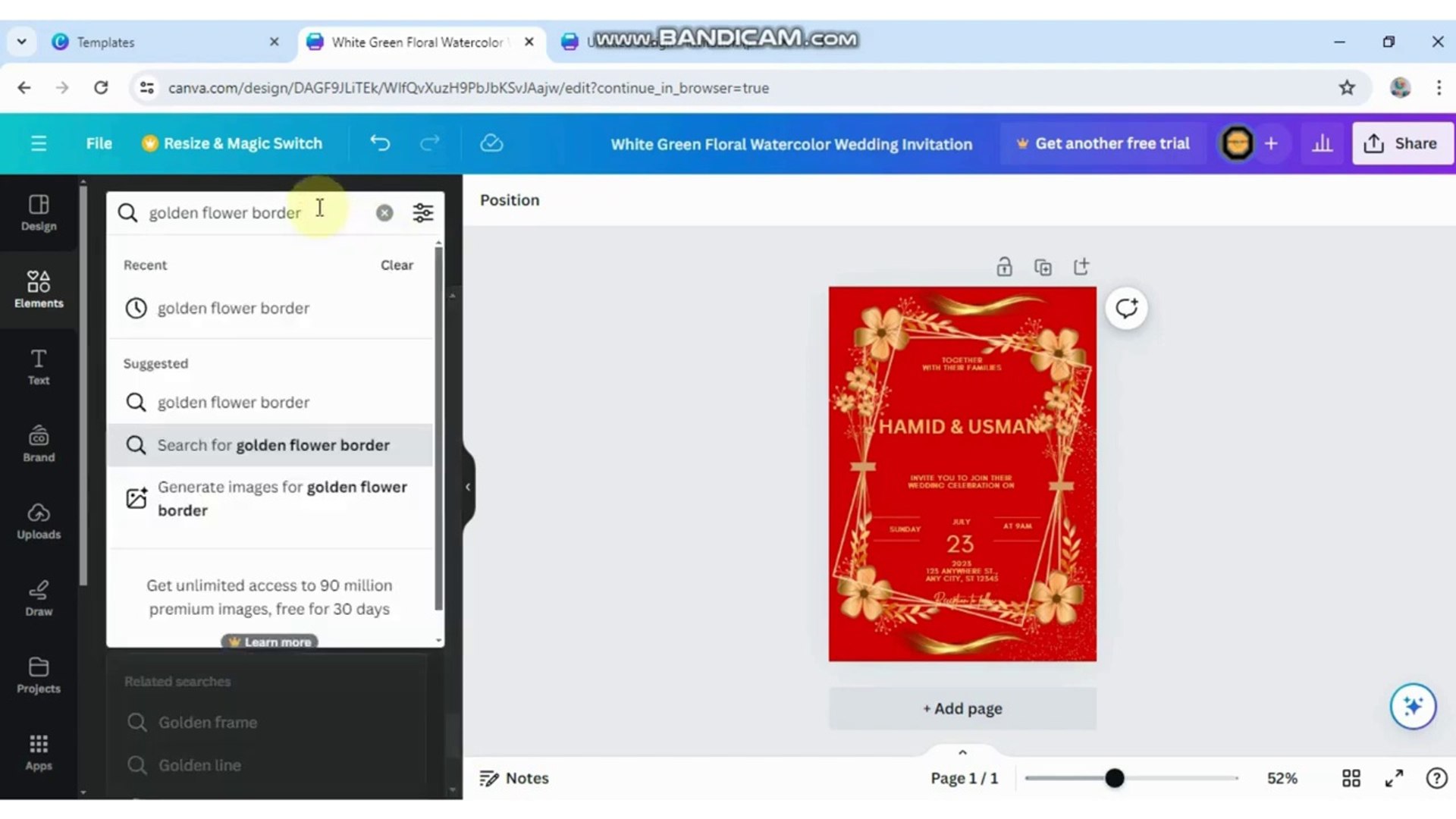 Make Beautiful wedding invitation card in Canva from scratch