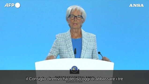 Lagarde: La Bce taglia i tassi di 25 punti base