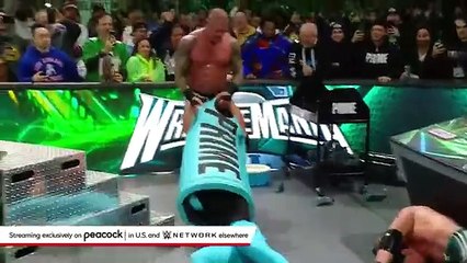 Randy Orton RKOs IShowSpeed on the announce table WrestleMania XL Sunday highlights_360p