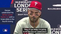Harper talks 'soccer celebration' in Phillies' rout over Mets