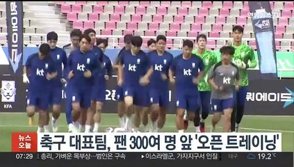 축구 대표팀, 팬 300여 명 앞 '오픈 트레이닝'