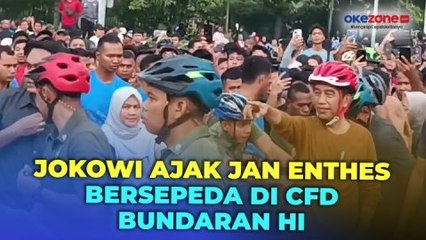 Momen Presiden Jokowi dan Iriana Ajak Jan Ethes Bersepeda di CFD Bundaran HI