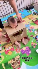 Funny baby hair cutting