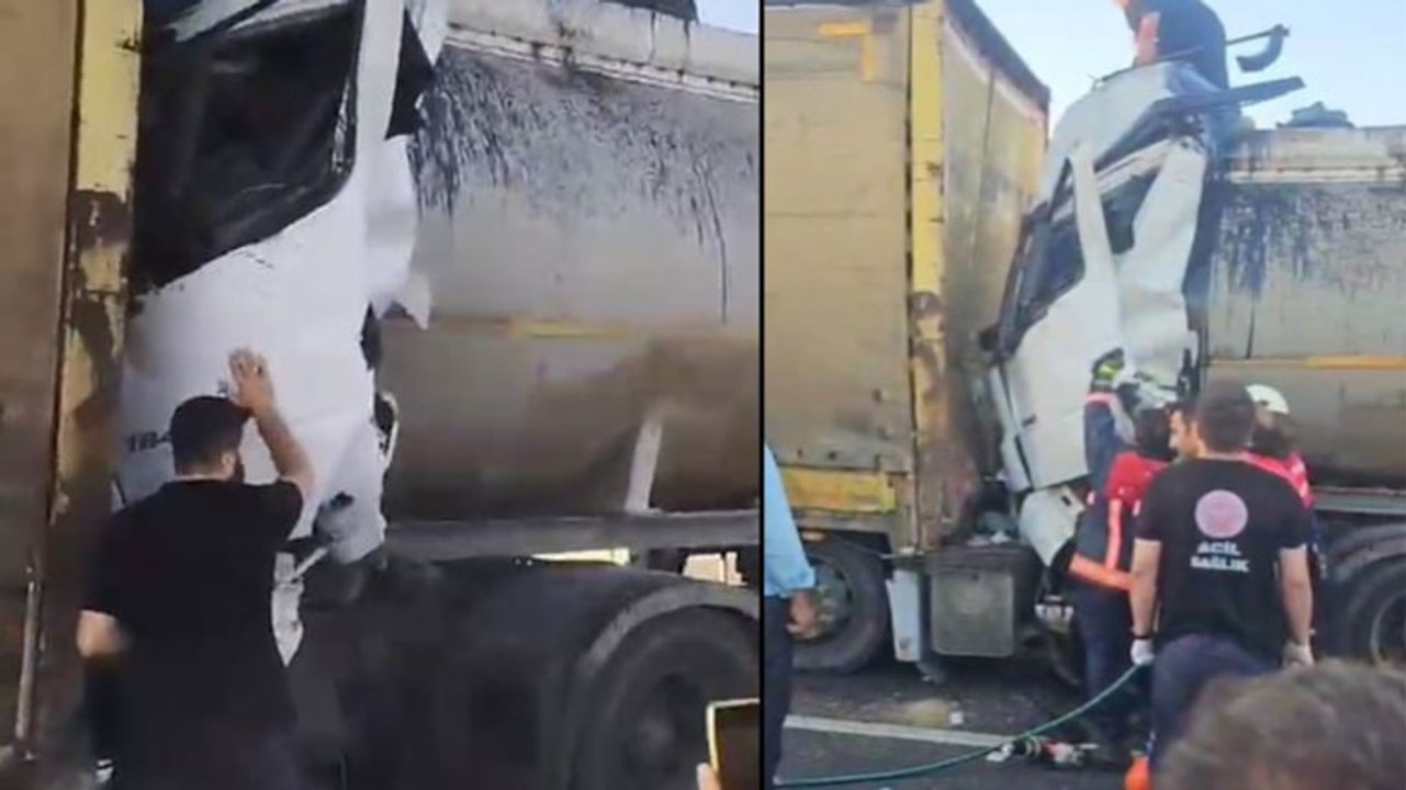 TIR'a çarpan tanker şoförü kurtarılamadı