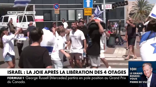 La joie en Israël après la libération hier de 4 nouveaux otages qui avaient été enlevées le 7 octobre dernier par le Hamas