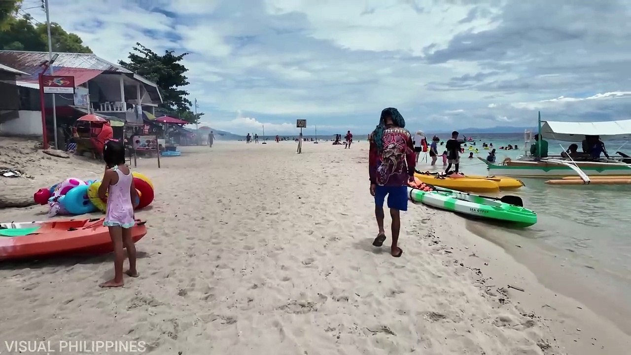 Cebu's most famous White Beach Basdako White Beach Walking Tour, Moalboal 4K UHD