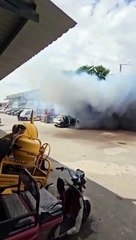 احتراق سيارة كهربائية في السعودية