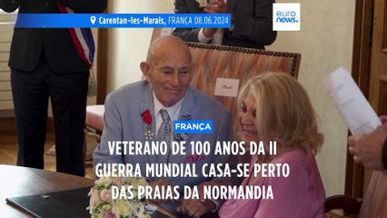 Veterano da Segunda Guerra Mundial casa-se aos 100 anos numa praia da Normandia