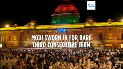 India's PM Narendra Modi sworn in for rare third term after weak election showing