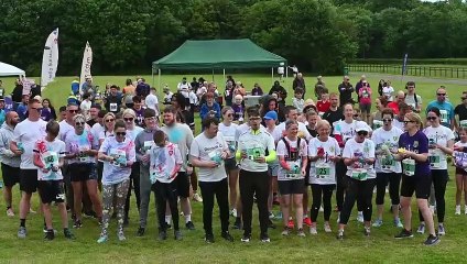 Footballer Marc Albrighton runs in West Bromwich at the Smile for Joel  charity event.