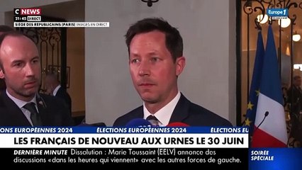 Dissolution de l'Assemblée nationale - François-Xavier Bellamy :«Le président de la République prend une décision grave, nous serons à la hauteur»