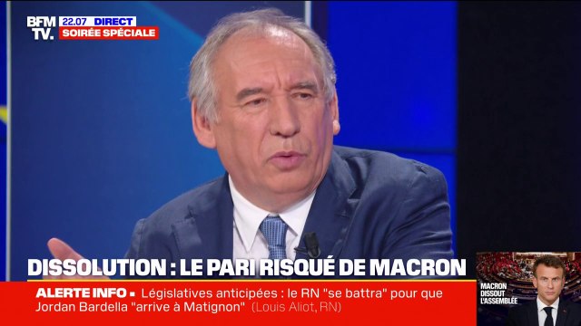 Dissolution de l'Assemblée nationale: Je trouve ça courageux explique François Bayrou