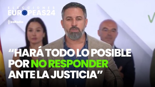 Santiago Abascal celebra el resultado de Vox en las elecciones europeas