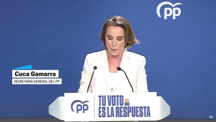 Cuca Gamarra sobre el triunfo del PP: "Seis meses después de una investidura los españoles han censurado a Sánchez"