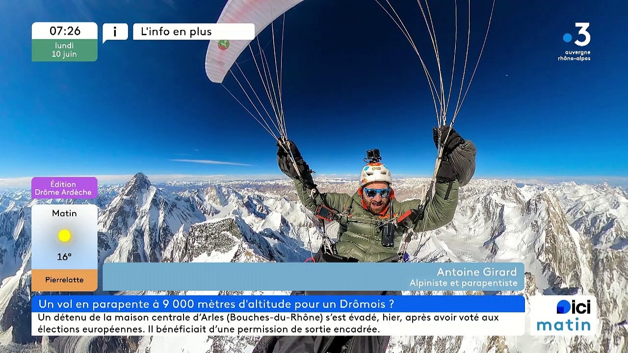 Le Drômois Antoine Girard à plus de 9000 m en parapente ?