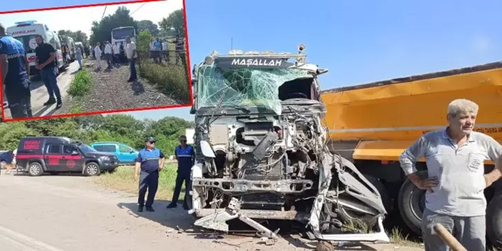 İşçi servisi ile TIR kafa kafaya çarpıştı: 1'i ağır 26 yaralı