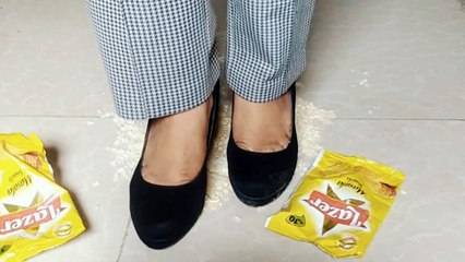 Food crushing with high heel | popcorn crushing| ASMR sounds 