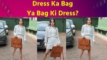 Urfi Javed made a dress made from brown leather bag