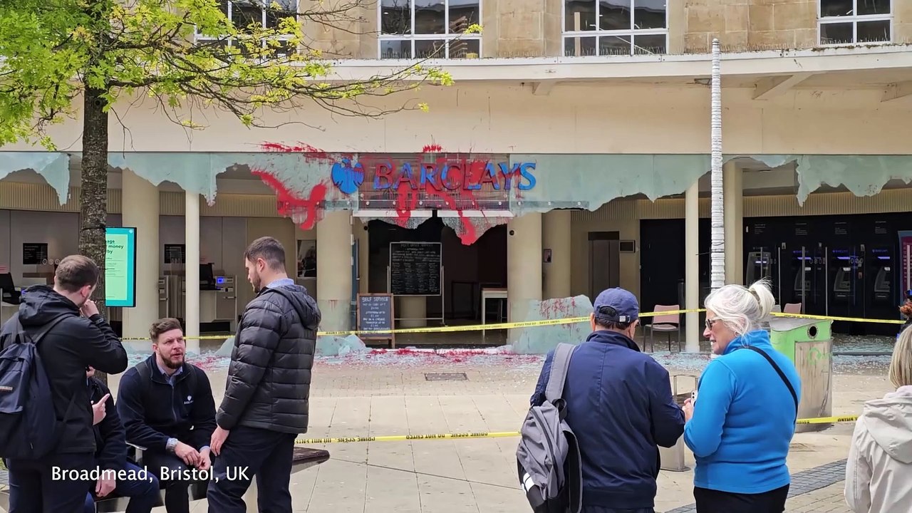 Pro-Palestine protestors attack branches of Barclays Bank