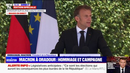 Oradour-sur-Glane: "Dans cette réconciliation se tient l'amitié de l'Allemagne et la France et se tient notre Europe", déclare Emmanuel Macron