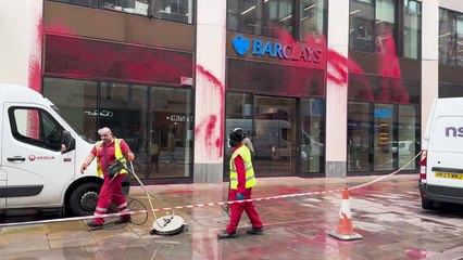 Barclays branches across London vandalised by pro-Palestinian protesters