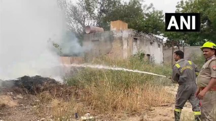 आगरा में साई-का-तकिया क्रॉसिंग के पीछे झाड़ियों में आग लगी,दमकल की गाड़ियां मौके पर मौजूद हैं