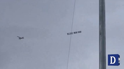 Footage of _Release Imran Khan_ Banner Flies In The Air During India vs Pak Match in New York _ Dawn