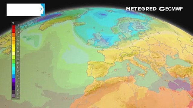 Aire frío visible a 500 hpa (unos 5500 metros), responsable del ambiente inestable estos próximos días.