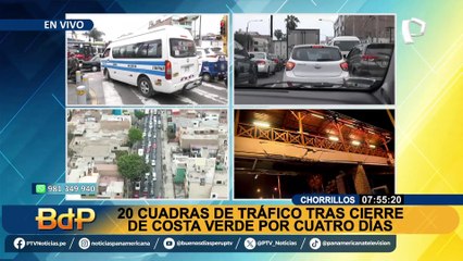 ¡Más de 20 cuadras de tráfico! Caos vehicular en Chorrillos por cierre de la Costa Verde
