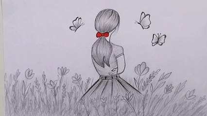 Easy girl drawing on paper| easy drawing on paper