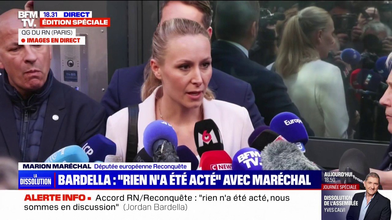 Marion Maréchal après sa rencontre avec Jordan Bardella et Marine Le Pen: "Je prends donc aujourd'hui acte de leur volonté de rassembler d'autres mouvements"
