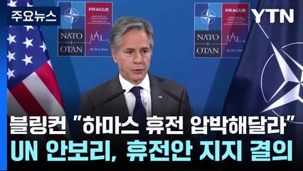 블링컨 "하마스 휴전 압박해달라"...UN 안보리, 휴전안 지지 결의 / YTN