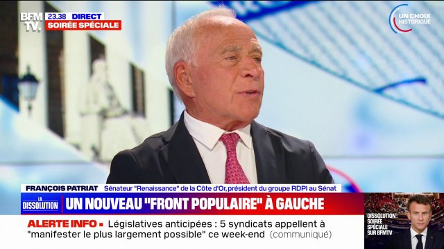 Dissolution de l'Assemblée nationale: Rendre la parole au peuple, c'est la seule façon démocratique de traiter et dénouer les nœuds politiques , pour François Patriat (sénateur Renaissance)