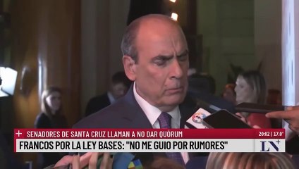 Download Video: El momento en que le informan a Guillermo Francos que los senadores de Santa Cruz no van a dar quórum y que peligra la sesión por ley bases.