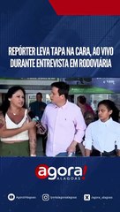 REPÓRTER LEVA TAPA NA CARA, AO VIVO DURANTE ENTREVISTA EM RODOVIÁRIA