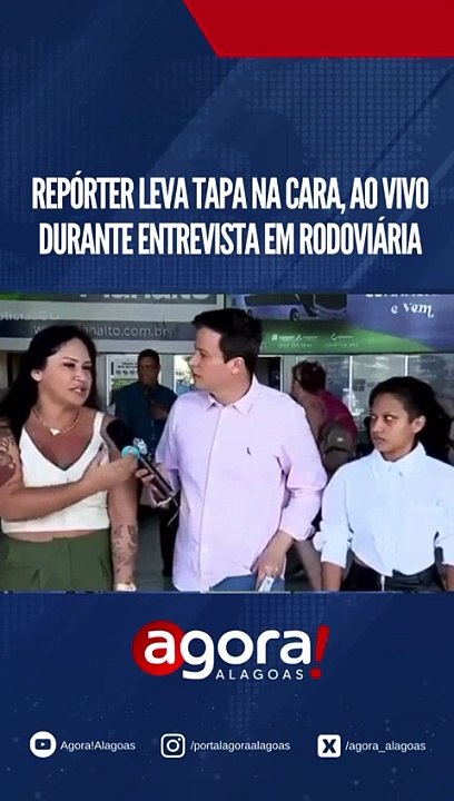 REPÓRTER LEVA TAPA NA CARA, AO VIVO DURANTE ENTREVISTA EM RODOVIÁRIA