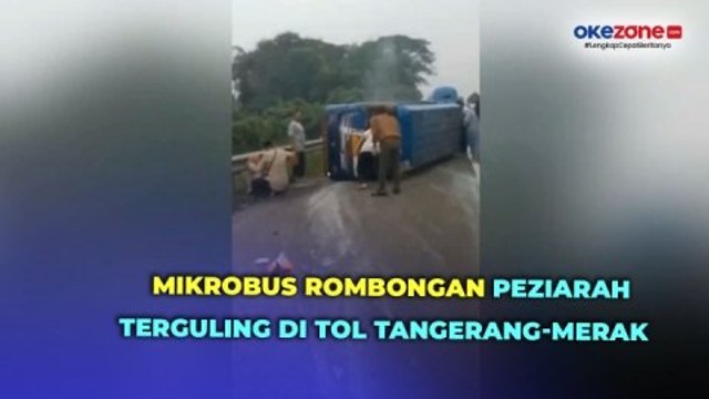 Mikrobus Rombongan Peziarah Terguling di Tol Tangerang-Merak, 9 Penumpang Terluka