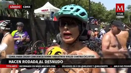 Más de 100 ciclistas se suman a la "17° Rodada al Desnudo 2024" en la Ciudad de México
