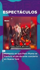 Momento en que Peso Pluma se fractura el pie durante concierto en Nueva York